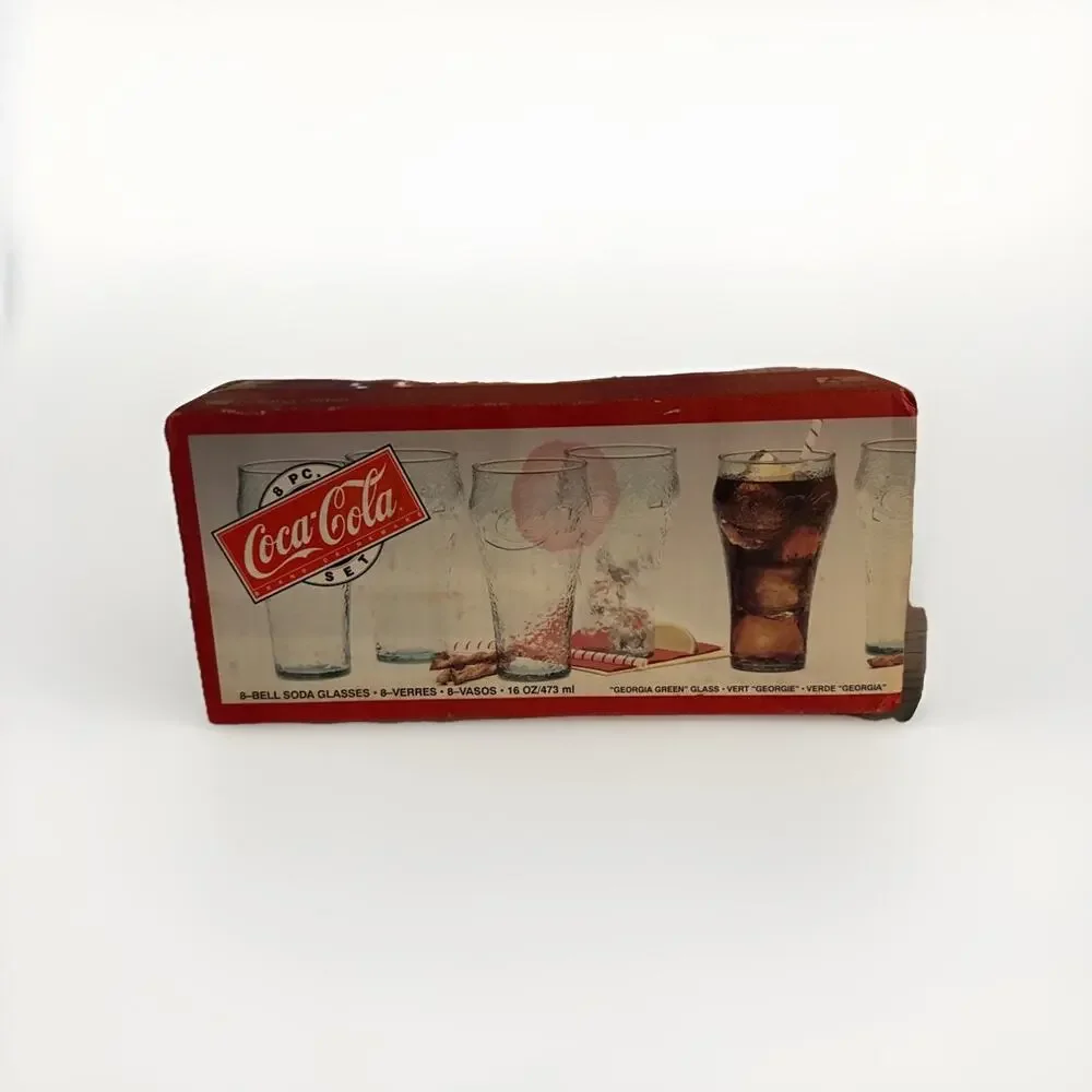 VINTAGE Coca-Cola Drinking Glasses Bell-Shaped, 8 in Box 1995. Gently Used.
